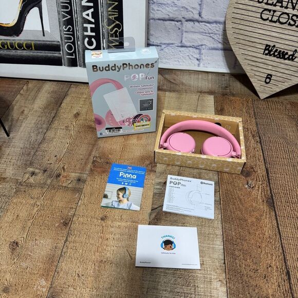 Buddy Phones Pop Fun headphones in pink wireless new - Picture 6 of 8